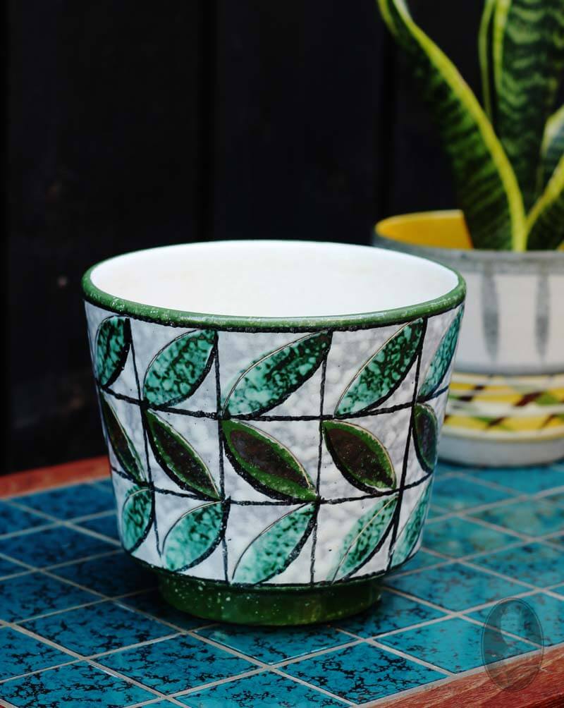 voeden vijand Super goed Vintage bloempot met groen geometrisch patroon, Ø15 x 14cm | Zaansch Faam  Webshop